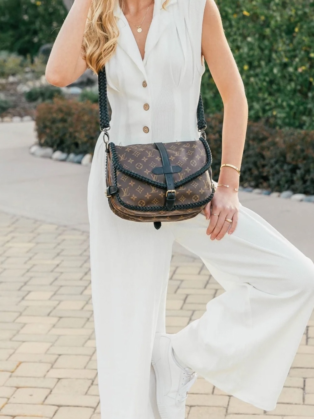 Louis Vuitton Monogram Brown & Black Braided Crossbody Saddle Bag